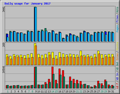 Daily usage for January 2017